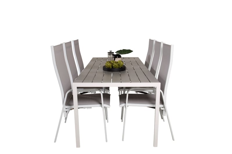 Break Matgrupp Utomhus 205 cm + 6 st Copacabana Reclinerstol Utomhusar - Grå /Vit - Utemöbler - Utegrupp - Matgrupp utomhus