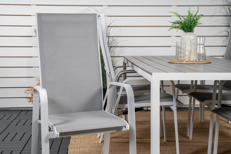 Break Matgrupp Utomhus 205 cm + 6 st Copacabana Reclinerstol Utomhusar - Grå /Vit - Utemöbler - Utegrupp - Matgrupp utomhus