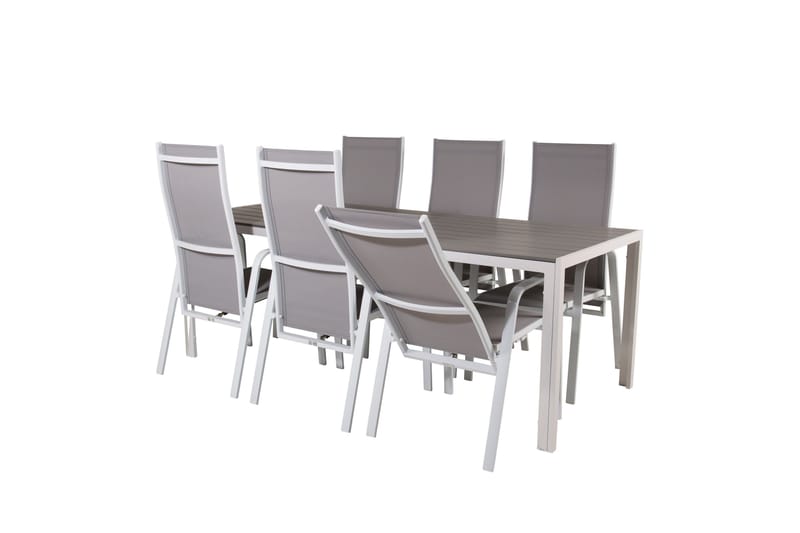 Break Matgrupp Utomhus 205 cm + 6 st Copacabana Reclinerstol Utomhusar - Grå /Vit - Utemöbler - Utegrupp - Matgrupp utomhus