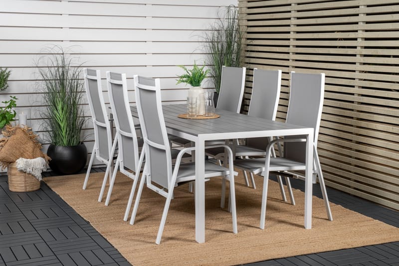 Break Matgrupp Utomhus 205 cm + 6 st Copacabana Reclinerstol Utomhusar - Grå /Vit - Utemöbler - Utegrupp - Matgrupp utomhus