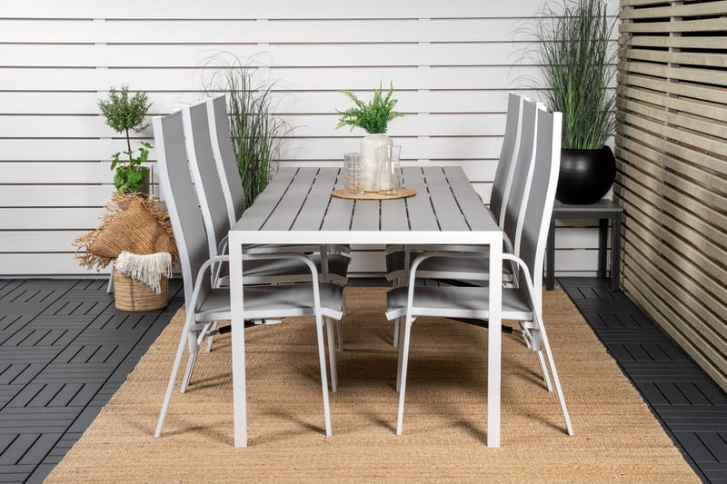 Break Matgrupp Utomhus 205 cm + 6 st Copacabana Reclinerstol Utomhusar - Grå /Vit - Utemöbler - Utegrupp - Matgrupp utomhus