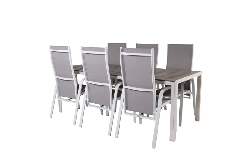 Break Matgrupp Utomhus 205 cm + 6 st Copacabana Reclinerstol Utomhusar - Grå /Vit - Utemöbler - Utegrupp - Matgrupp utomhus
