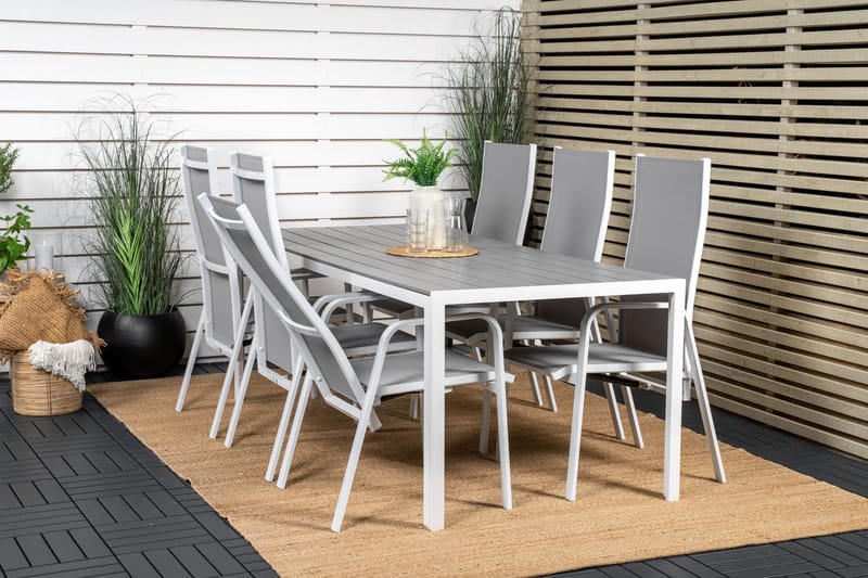 Break Matgrupp Utomhus 205 cm + 6 st Copacabana Reclinerstol Utomhusar - Grå /Vit - Utemöbler - Utegrupp - Matgrupp utomhus