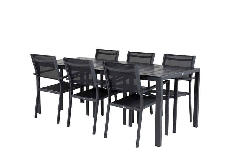 Break Matgrupp Utomhus 205 cm Rektangulär med 6 Copacabana Utestolar - Svart - Utemöbler - Utegrupp - Matgrupp utomhus