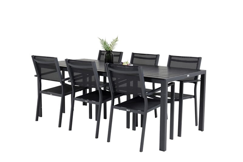 Break Matgrupp Utomhus 205 cm Rektangulär med 6 Copacabana Utestolar - Svart - Utemöbler - Utegrupp - Matgrupp utomhus