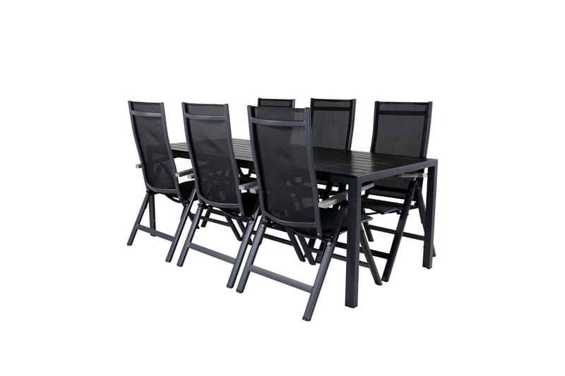 Break Matgrupp Utomhus 205cm + 6 Albany Positionsstolar Svart/Grå - Venture Home - Utemöbler - Utegrupp - Matgrupp utomhus