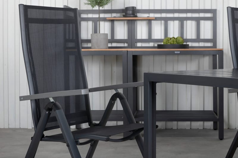 Break Matgrupp Utomhus 205cm + 6 Albany Positionsstolar Svart/Grå - Venture Home - Utemöbler - Utegrupp - Matgrupp utomhus