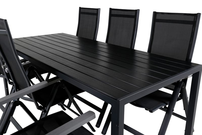 Break Matgrupp Utomhus 205cm + 6 Albany Positionsstolar Svart/Grå - Venture Home - Utemöbler - Utegrupp - Matgrupp utomhus