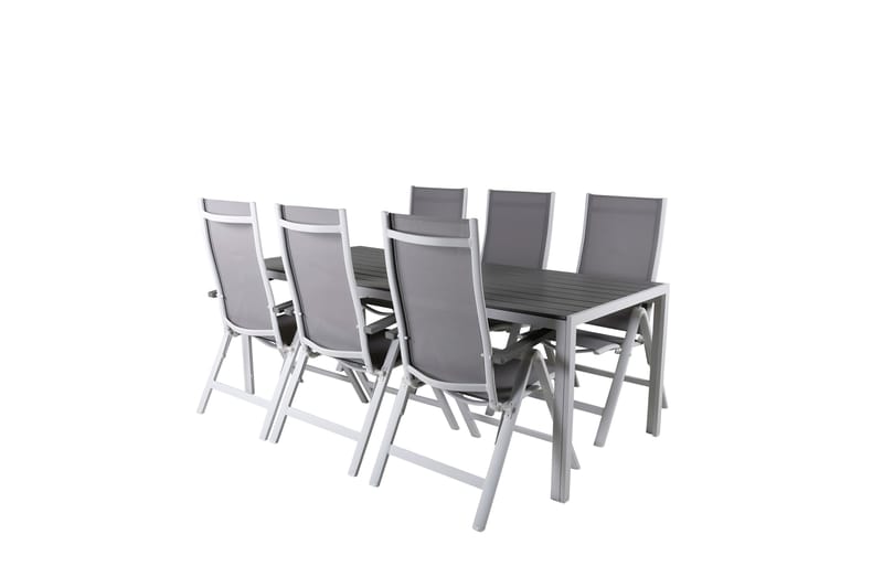 Break Matgrupp Utomhus 205cm + 6 Albany Positionsstolar Grå/Vit - Venture Home - Utemöbler - Utegrupp - Matgrupp utomhus