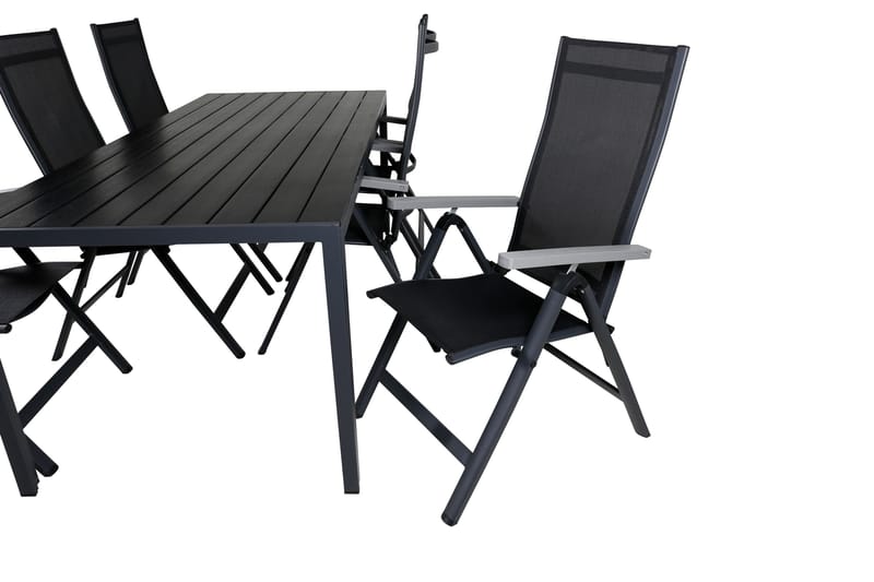 Break Matgrupp Utomhus 205cm + 6 Albany Positionsstolar Svart/Grå - Venture Home - Utemöbler - Utegrupp - Matgrupp utomhus