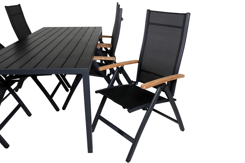 Break Matgrupp Utomhus 205cm + 6 Panama Positionsstolar Svart/Grå - Venture Home - Utemöbler - Utegrupp - Matgrupp utomhus