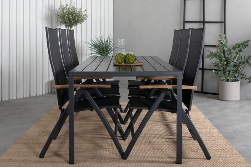 Break Matgrupp Utomhus 205cm + 6 Panama Positionsstolar Svart/Grå - Venture Home - Utemöbler - Utegrupp - Matgrupp utomhus