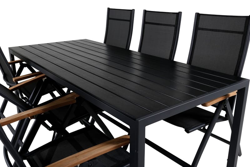 Break Matgrupp Utomhus 205cm + 6 Panama Positionsstolar Svart/Grå - Venture Home - Utemöbler - Utegrupp - Matgrupp utomhus