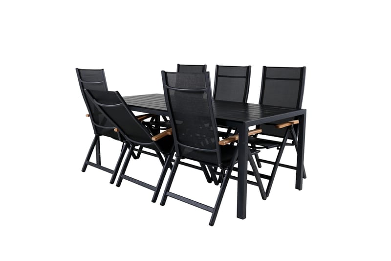Break Matgrupp Utomhus 205cm + 6 Panama Positionsstolar Svart/Grå - Venture Home - Utemöbler - Utegrupp - Matgrupp utomhus