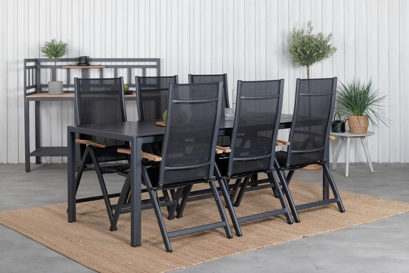 Break Matgrupp Utomhus 205cm + 6 Panama Positionsstolar Svart/Grå - Venture Home - Utemöbler - Utegrupp - Matgrupp utomhus
