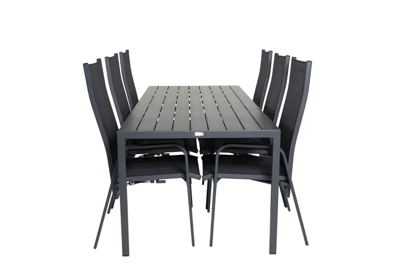 Break Matgrupp Utomhus inkl 6 Copacabana Karmstolar Utomhus, Polywood/Svart