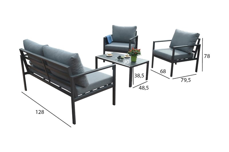 Adrio Trädgårdset Mörkgrå - Utemöbler - Utegrupp - Cafeset