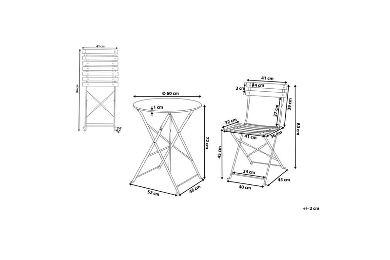 Alatri Balkongset 60 cm + 2 Utestolar - Mintgrön - Utemöbler - Utegrupp - Cafeset