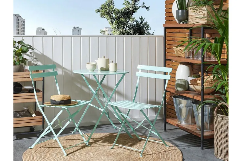 Alatri Balkongset 60 cm + 2 Utestolar - Mintgrön - Utemöbler - Utegrupp - Cafeset