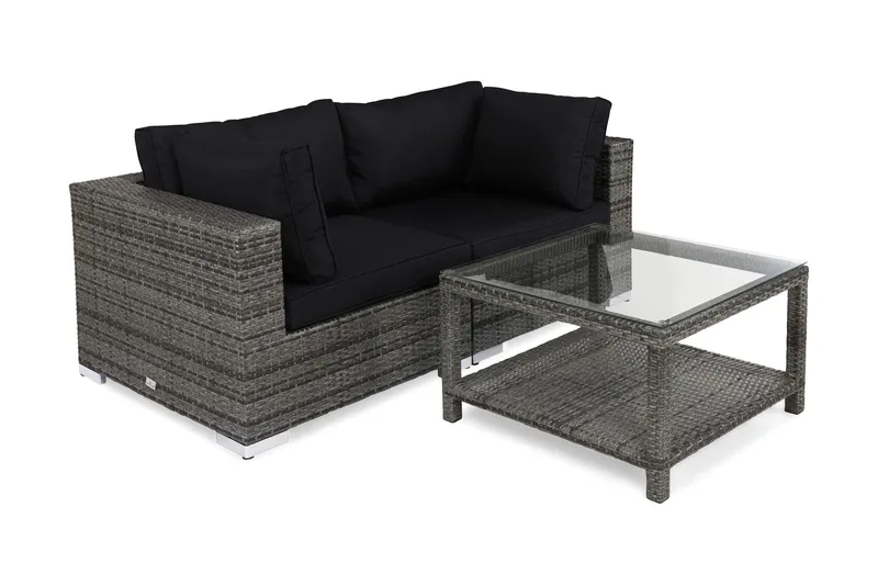 Bahamas Loungegrupp 2-sits Bord 75x75 - Grå - Utemöbler - Balkong - Balkongmöbler - Balkonggrupp & balkongset