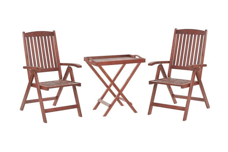 Balkongset av bord och 2 stolar med dynor TOSCANA - Trä/natur - Balkonggrupp & balkongset - Cafeset