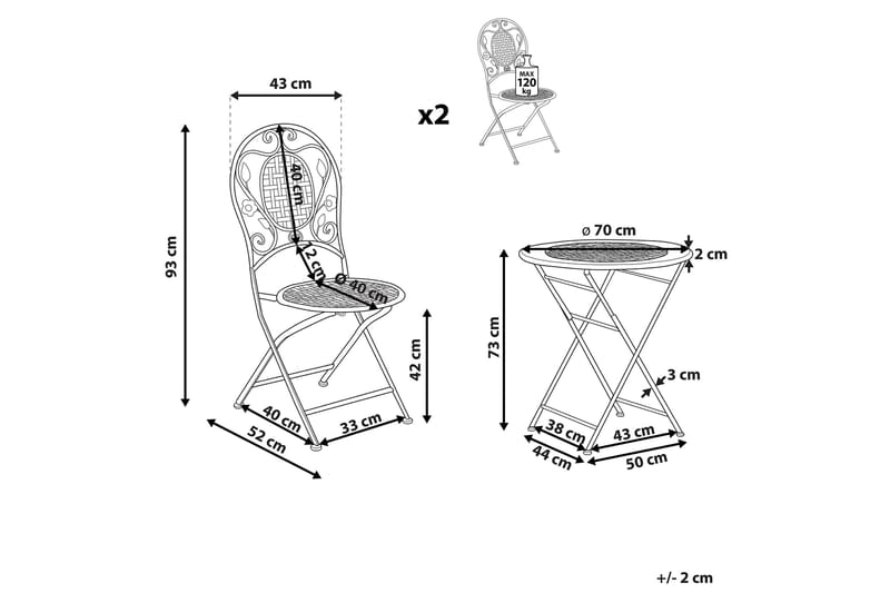 Balkongset av Utebord och 2 Utestolar ljusgrön BIVIO - Grön - Utemöbler - Utegrupp - Cafeset