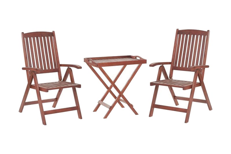 Balkongset bord och två stolar med dynor TOSCANA - Trä/natur - Balkonggrupp & balkongset - Cafeset