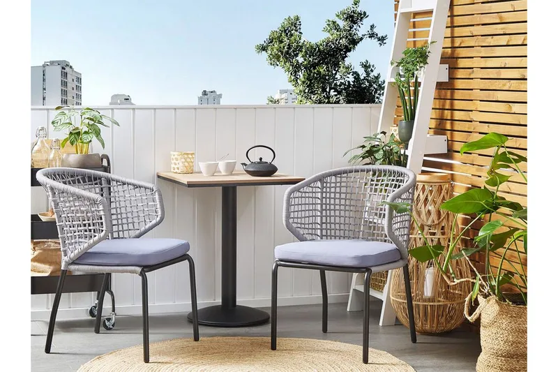 Balkongset grå/svart PALMI - Grå - Utemöbler - Utegrupp - Cafeset