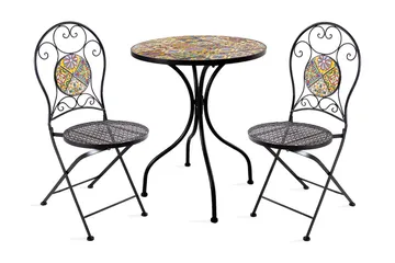 Balkongset Morocco Bord Och 2 Stolar Mosaik Black, Multicolor - Utemöbler - Utegrupp - Cafeset