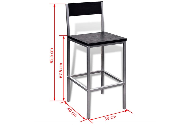 Barbord Utomhus med 2 Barstolar - Svart - Utemöbler - Utegrupp - Cafeset