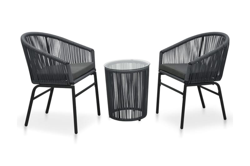 Bistrogrupp 3 delar med dynor PVC-rotting antracit - Grå - Utemöbler - Utegrupp - Cafeset