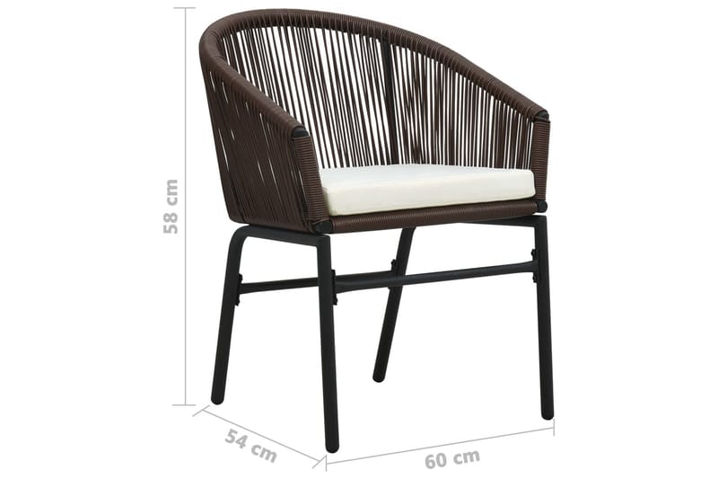 Bistrogrupp 3 delar med dynor PVC-rotting brun - Brun - Utemöbler - Utegrupp - Cafeset
