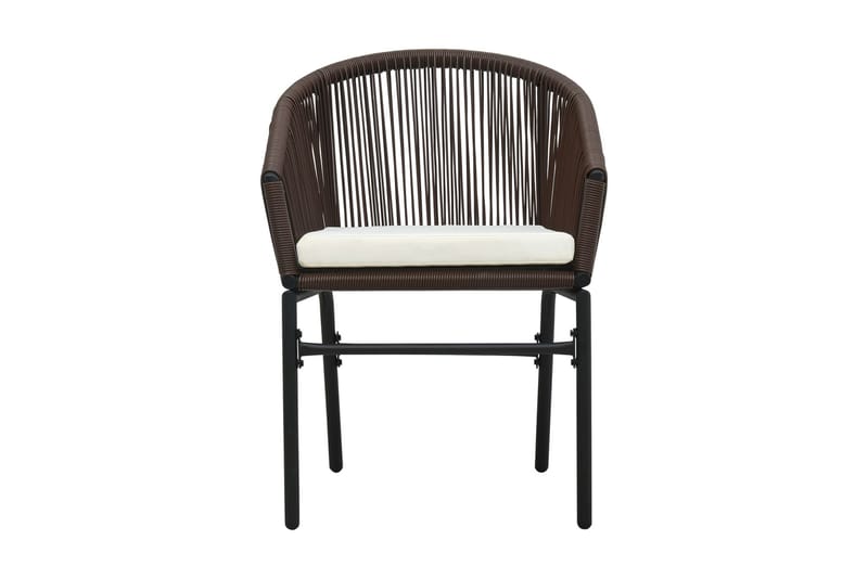 Bistrogrupp 3 delar med dynor PVC-rotting brun - Brun - Utemöbler - Utegrupp - Cafeset