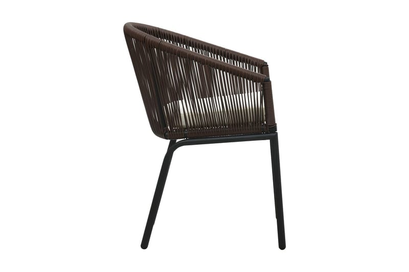 Bistrogrupp 3 delar med dynor PVC-rotting brun - Brun - Utemöbler - Utegrupp - Cafeset