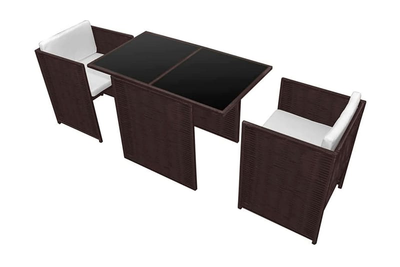 Bistrogrupp med dynor 3 delar konstrotting brun - Brun - Utemöbler - Utegrupp - Cafeset