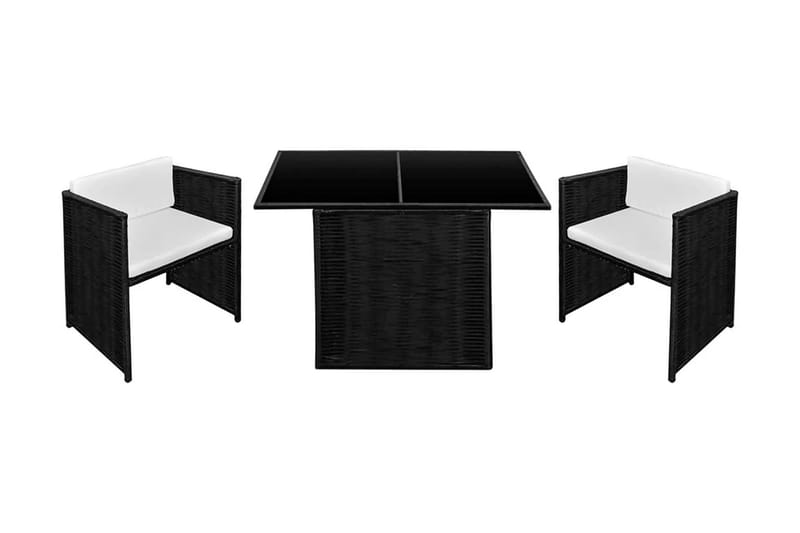 Bistrogrupp med dynor 3 delar konstrotting svart - Svart - Balkonggrupp & balkongset - Cafeset