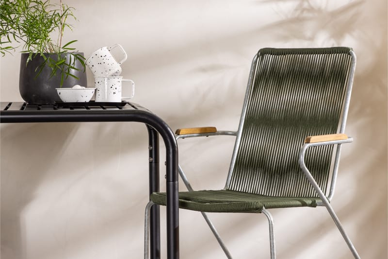 Borneo Caféset 70 cm + 2 st Bois Karmstolar Grön/Svart - Grön/Svart - Utemöbler - Balkong - Balkongmöbler - Balkonggrupp & balkongset