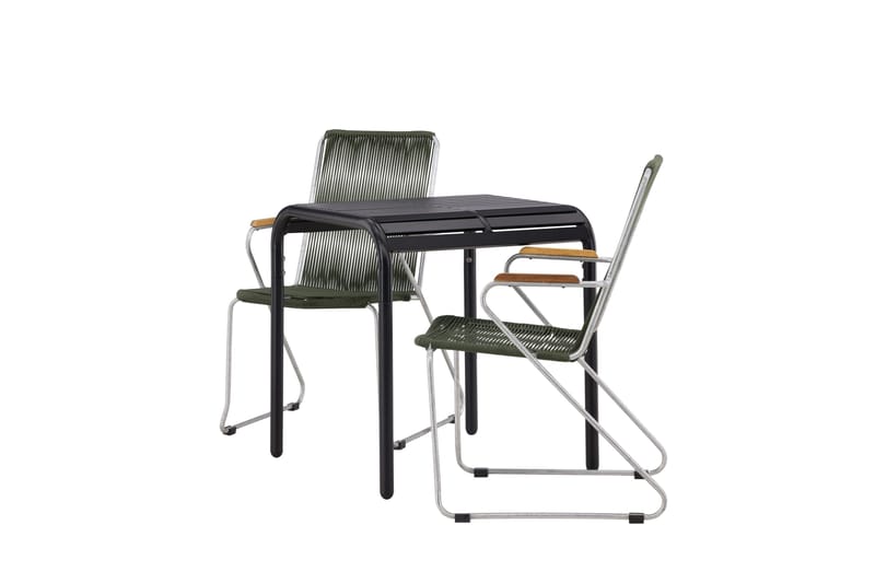 Borneo Caféset 70 cm + 2 st Bois Karmstolar Grön/Svart - Grön/Svart - Utemöbler - Balkong - Balkongmöbler - Balkonggrupp & balkongset