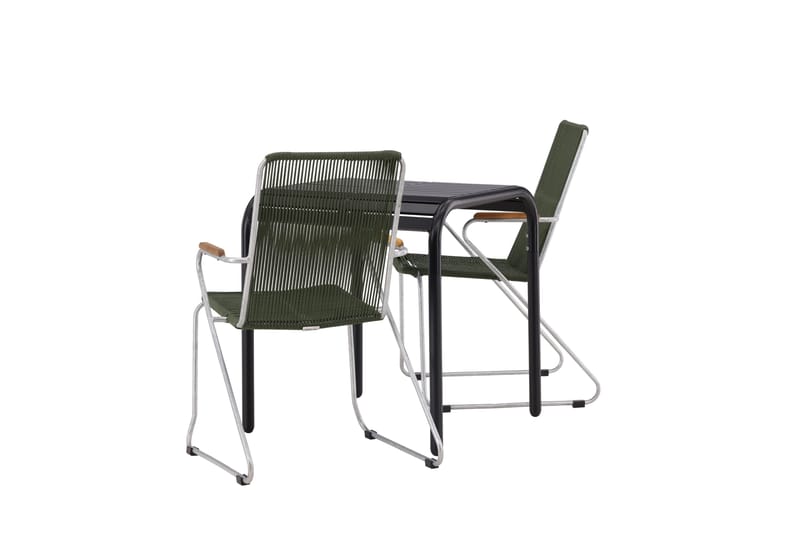 Borneo Caféset 70 cm + 2 st Bois Karmstolar Grön/Svart - Grön/Svart - Utemöbler - Balkong - Balkongmöbler - Balkonggrupp & balkongset