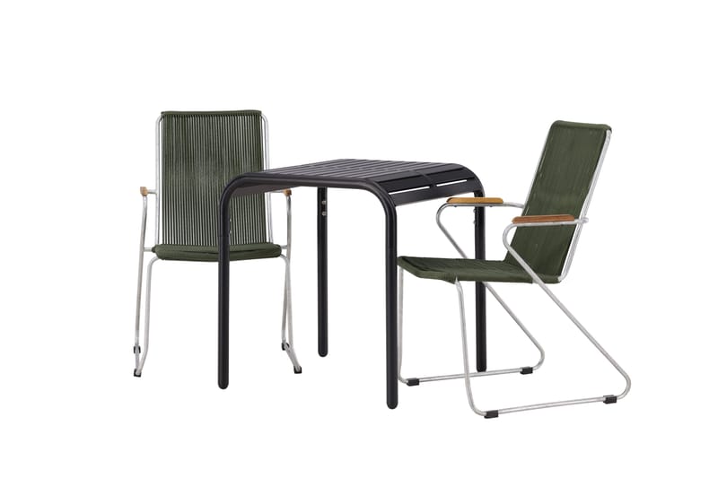 Borneo Caféset 70 cm + 2 st Bois Karmstolar Grön/Svart - Grön/Svart - Utemöbler - Balkong - Balkongmöbler - Balkonggrupp & balkongset