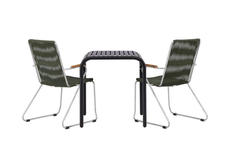 Borneo Caféset 70 cm + 2 st Bois Karmstolar Grön/Svart - Grön/Svart - Utemöbler - Balkong - Balkongmöbler - Balkonggrupp & balkongset