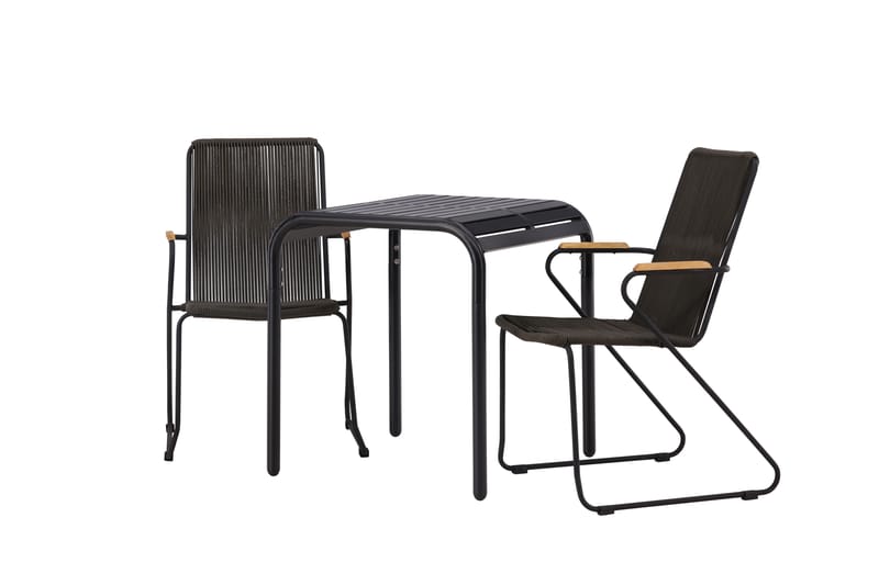 Borneo Caféset 70 cm + 2 st Bois Karmstolar Svart - Balkonggrupp & balkongset - Cafeset