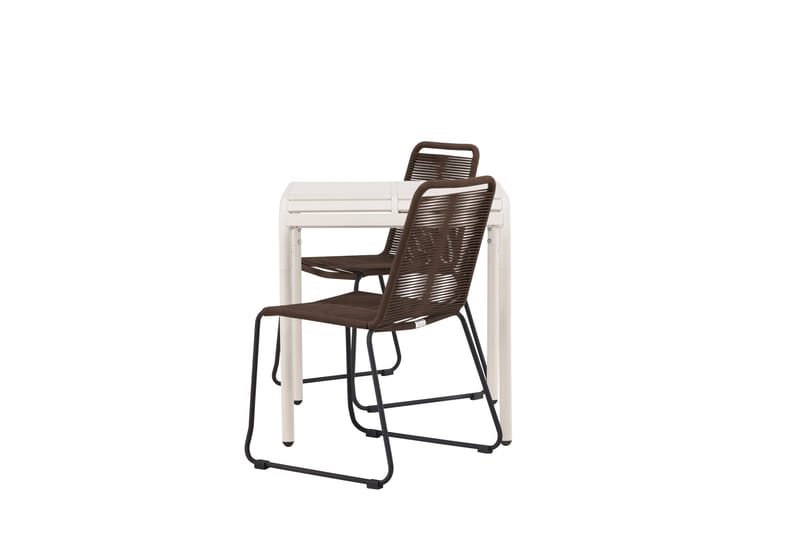 Borneo Caféset 70 cm + 2 st Lindos Matstolar - Brun/Beige - Utemöbler - Balkong - Balkongmöbler - Balkonggrupp & balkongset