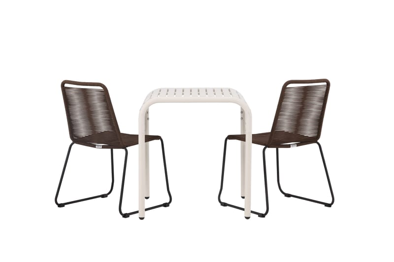 Borneo Caféset 70 cm + 2 st Lindos Matstolar - Brun/Beige - Utemöbler - Balkong - Balkongmöbler - Balkonggrupp & balkongset