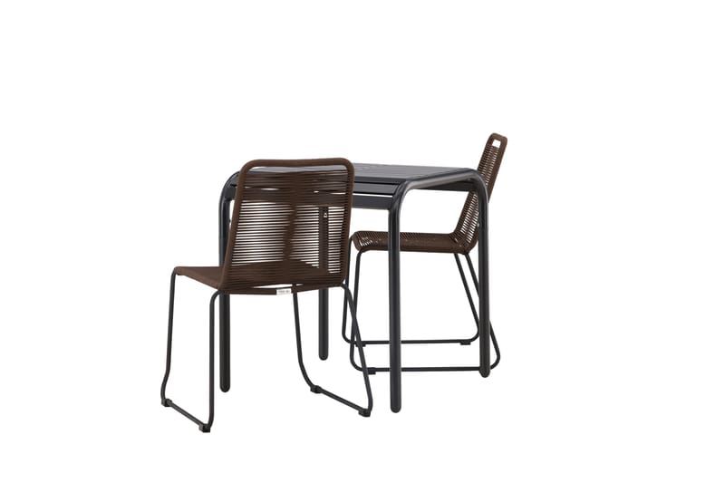 Borneo Caféset 70 cm + 2 st Lindos Matstolar Brun/Svart - Brun/Svart - Utemöbler - Balkong - Balkongmöbler - Balkonggrupp & balkongset