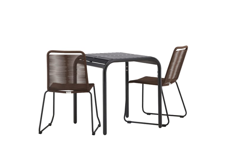 Borneo Caféset 70 cm + 2 st Lindos Matstolar Brun/Svart - Brun/Svart - Utemöbler - Balkong - Balkongmöbler - Balkonggrupp & balkongset