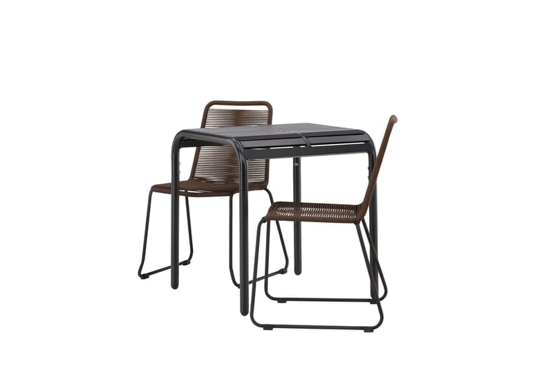 Borneo Caféset 70 cm + 2 st Lindos Matstolar Brun/Svart - Brun/Svart - Utemöbler - Balkong - Balkongmöbler - Balkonggrupp & balkongset
