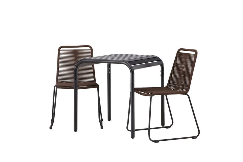 Borneo Caféset 70 cm + 2 st Lindos Matstolar Brun/Svart - Brun/Svart - Utemöbler - Balkong - Balkongmöbler - Balkonggrupp & balkongset