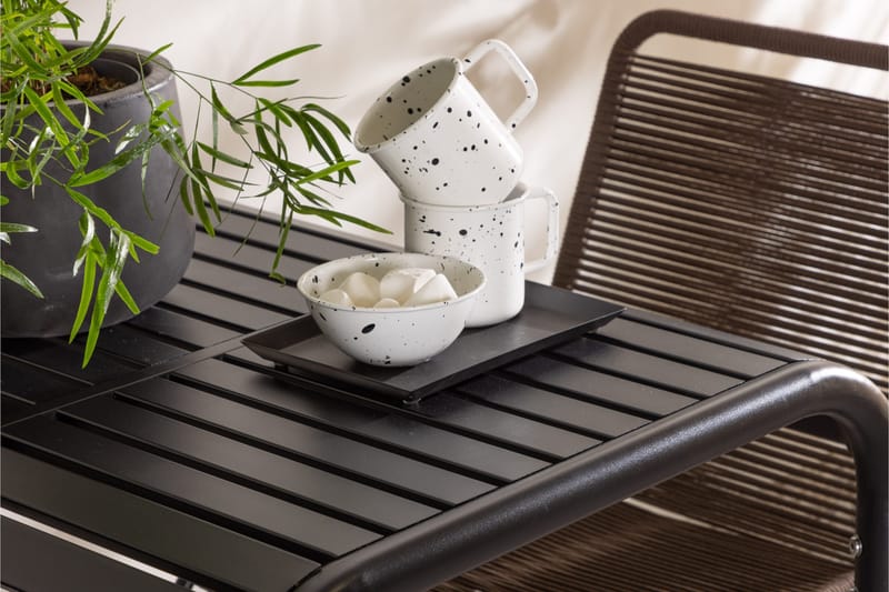 Borneo Caféset 70 cm + 2 st Lindos Matstolar Brun/Svart - Brun/Svart - Utemöbler - Balkong - Balkongmöbler - Balkonggrupp & balkongset
