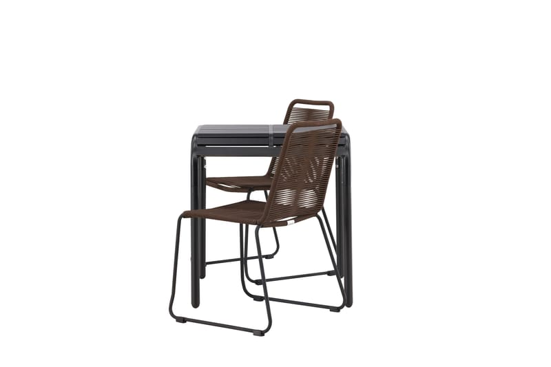 Borneo Caféset 70 cm + 2 st Lindos Matstolar Brun/Svart - Brun/Svart - Utemöbler - Balkong - Balkongmöbler - Balkonggrupp & balkongset